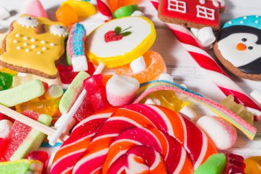 Arka plan ile çeşitli renkli şeker