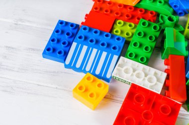 Vinnitsa, Ukrayna - 15 Ocak 2017: Lego blokları - plastik eksilerini.