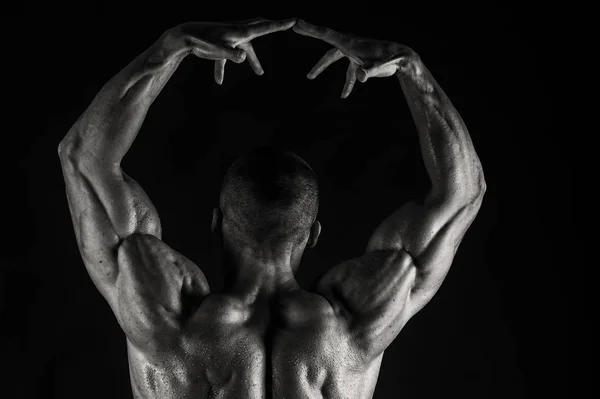 A man with a gorgeous muscular body on a black background — Stock Photo, Image