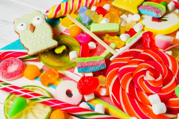 Um monte de doces diferentes — Fotografia de Stock