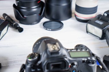 Vinnitsa, Ukrayna - 18 Ocak 2017: Photograp aksesuarlar