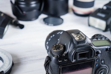 Vinnitsa, Ukrayna - 18 Ocak 2017: Photograp aksesuarlar