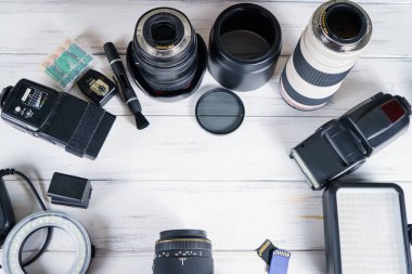 Vinnitsa, Ukrayna - 18 Ocak 2017: Photograp aksesuarlar