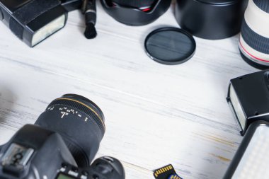 Vinnitsa, Ukrayna - 18 Ocak 2017: Photograp aksesuarlar