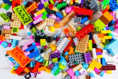 Vinnitsa, Ukrayna - 15 Ocak 2017: Lego blokları - plastik eksilerini.