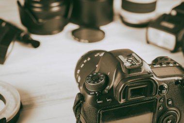 Vinnitsa, Ukrayna - 18 Ocak 2017: Photograp aksesuarlar