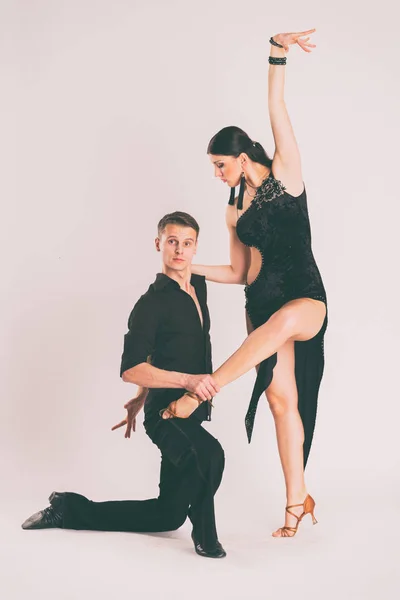 Bailarinas de salón sobre un fondo gris —  Fotos de Stock