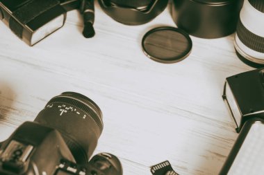 Vinnitsa, Ukrayna - 18 Ocak 2017: Photograp aksesuarlar