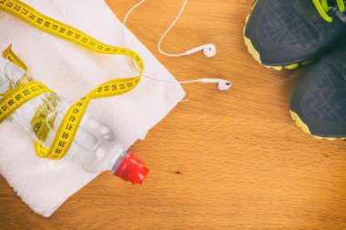 Dambıl ve eldiven ahşap zemin, geniş kapsamlı bir yaşam tarzı.