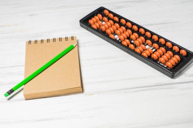 Masanın üzerine zihinsel aritmetik, abaküs.