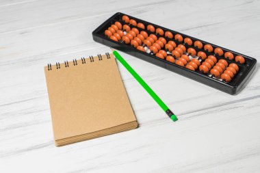 Masanın üzerine zihinsel aritmetik, abaküs.