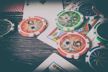 Vinnitsa, Ukrayna - 15 Ocak 2017: poker oynamaya hazır