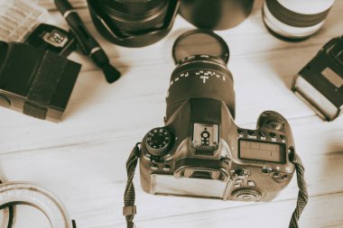 Vinnitsa, Ukrayna - 18 Ocak 2017: Photograp aksesuarlar