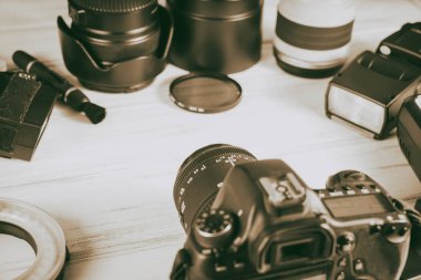 Vinnitsa, Ukrayna - 18 Ocak 2017: Photograp aksesuarlar