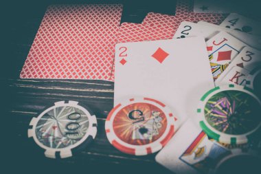 Vinnitsa, Ukrayna - 15 Ocak 2017: poker oynamaya hazır