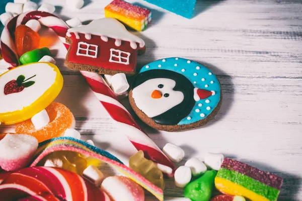 Arka plan ile çeşitli renkli şeker