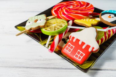 Arka plan ile çeşitli renkli şeker