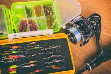 Vinnitsa, Ukrayna-18 Mayıs, 2017:Fishing dişli