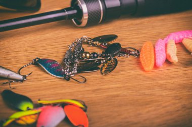 Vinnitsa, Ukrayna-18 Mayıs, 2017:Fishing dişli