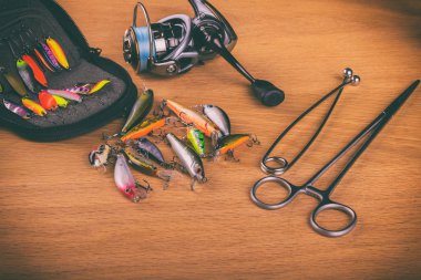 Vinnitsa, Ukrayna-18 Mayıs, 2017:Fishing dişli