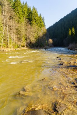 Dağlar, dağ nehir, manzara nefis doğa