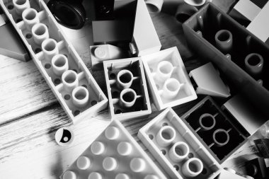 Vinnitsa, Ukrayna - 15 Ocak 2017: Lego blokları - plastik eksilerini.