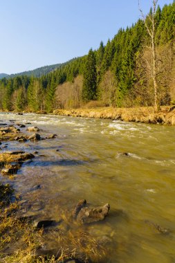 Dağlar, dağ nehir, manzara nefis doğa