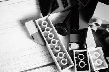 Vinnitsa, Ukrayna - 15 Ocak 2017: Lego blokları - plastik eksilerini.