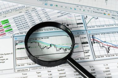 Vinnitsa, Ukrayna - 25 Haziran 2017: forex piyasasında analiz. Finansal hizmet anlayışı