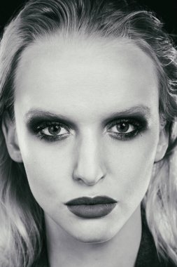 Güzel kadın göz yakın çekim, makyaj