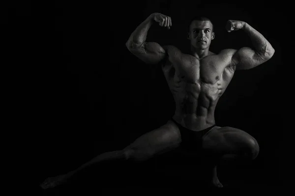 Corps Masculin Musclé Résultat Séances Entraînement Musculation — Photo