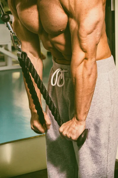 Cuerpo Masculino Muscular Resultados Ejercicios Culturismo —  Fotos de Stock