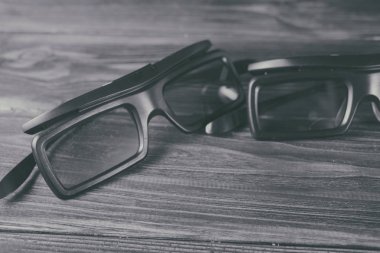 Patlamış mısır ve 3d gözlük. Sinema kavramı