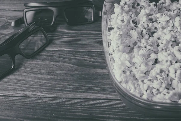 Popcorn Okulary Koncepcja Kina — Zdjęcie stockowe