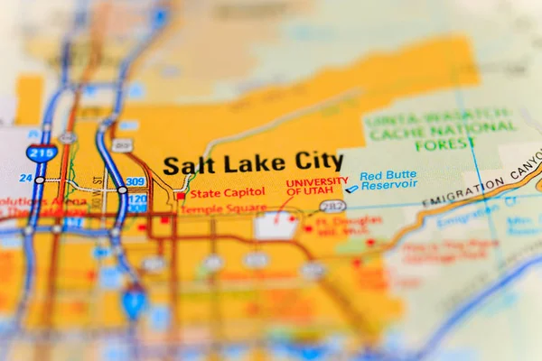Salt Lake City Sur Carte Close — Photo
