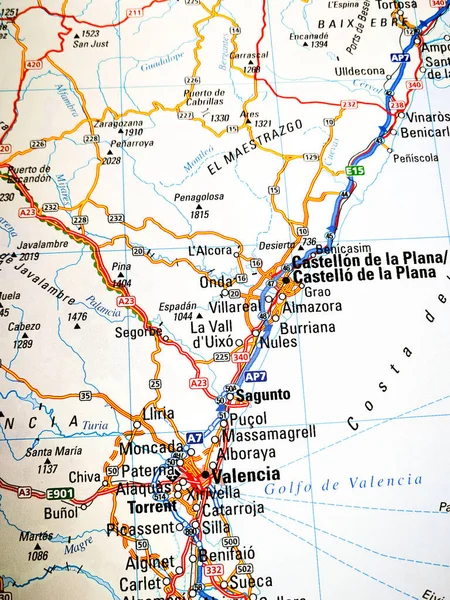 ビニツァ ウクライナ 2017 バレンシアとスペインの海岸地図 — ストック写真
