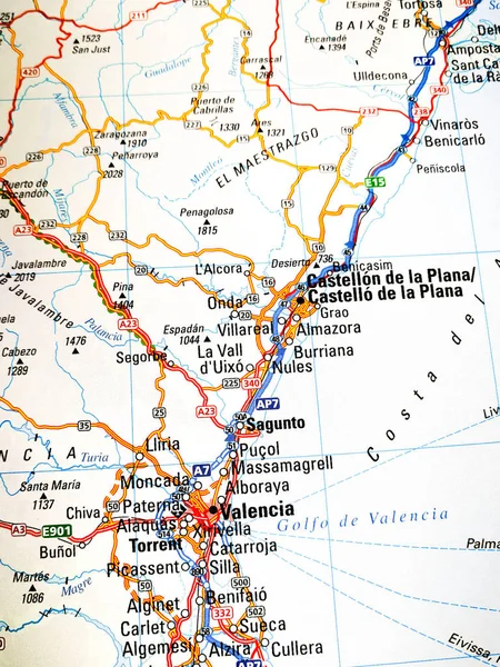 ビニツァ ウクライナ 2017 バレンシアとスペインの海岸地図 — ストック写真