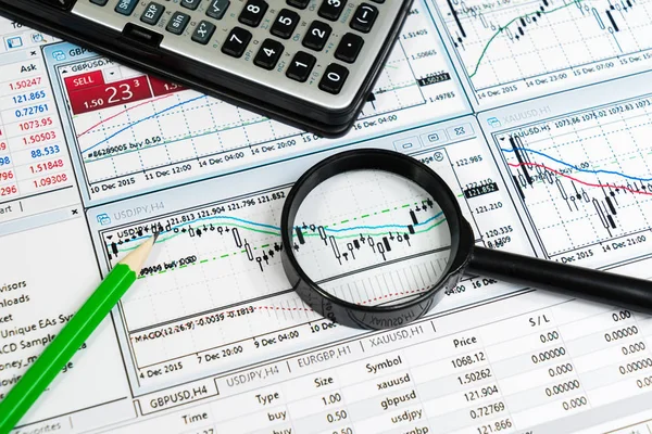 Фінансова Аналітика Графіки Фон Валютному Фондовому Ринках — стокове фото