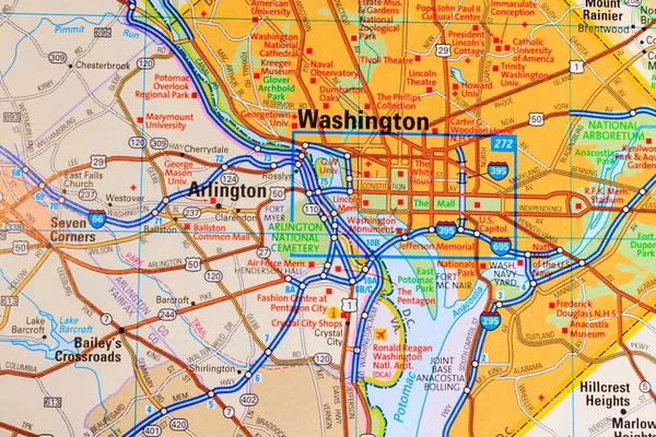 Vinnitsa Ucrania Junio 2017 Mapa Washington —  Fotos de Stock