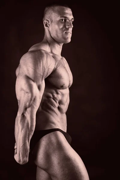 Muskulös Lättnad Bodybuilder Foto — Stockfoto