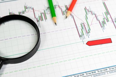 Mali grafik Büyüteç ve kalemler