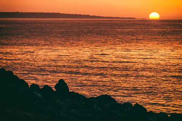 Lindo Pôr Sol Praia — Fotografia de Stock