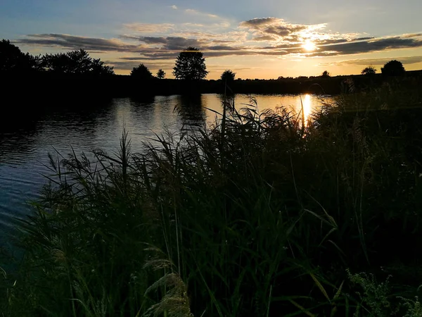 Belo Pôr Sol Noite Verão — Fotografia de Stock