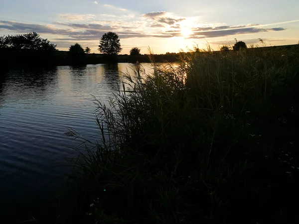 Belo Pôr Sol Noite Verão — Fotografia de Stock