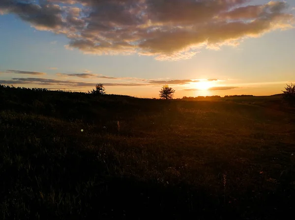 Vacker Kväll Solnedgång Sommaren — Stockfoto