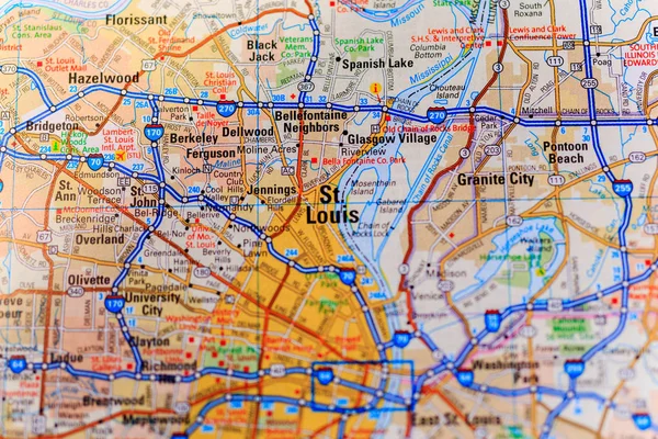 St. Louis na mapě zblízka — Stock fotografie