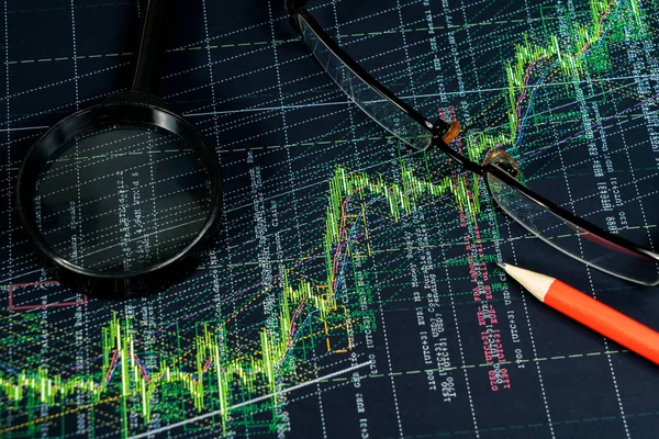 Finansal analizi ve grafikler. Arka plan üzerinde forex ve stok ma