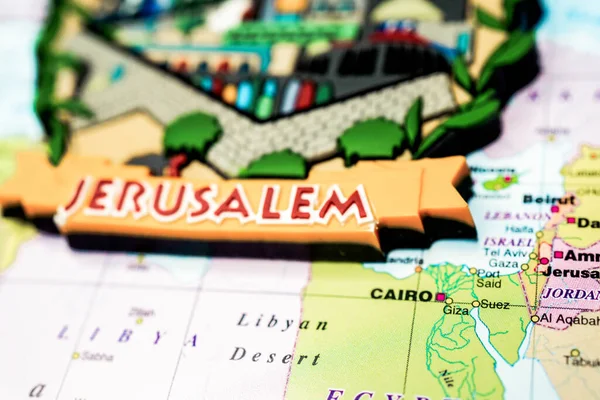 Jerusalem Map Background Travel Concept — Stock Photo, Image