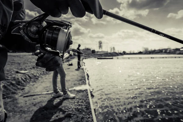 Rybaření Jezeře Pozadí — Stock fotografie