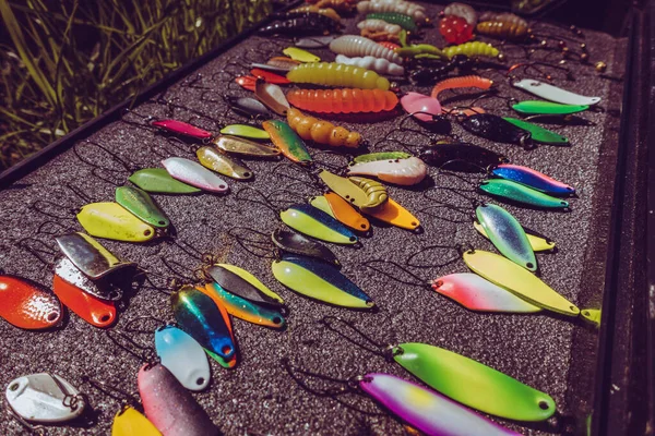 Pescador Pegar Truta Arco Íris Lago — Fotografia de Stock